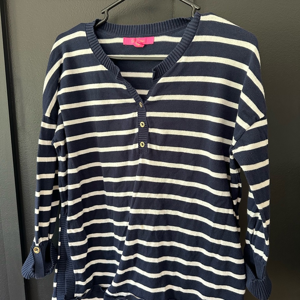 Navy and White Striped Sweater